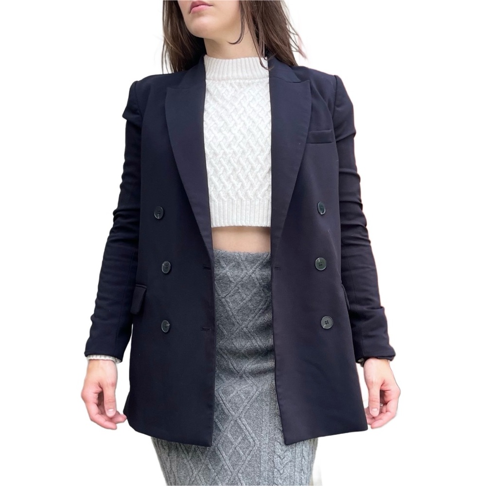 Joie Black Double Breasted Relaxed Fit Blazer Jacket Small
